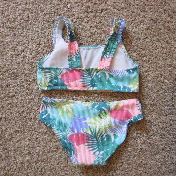 NWOT Art Class Medium 7/8 Blue Green Tropical 2 Pc Bikini Swimsuit - Picture 2 of 2